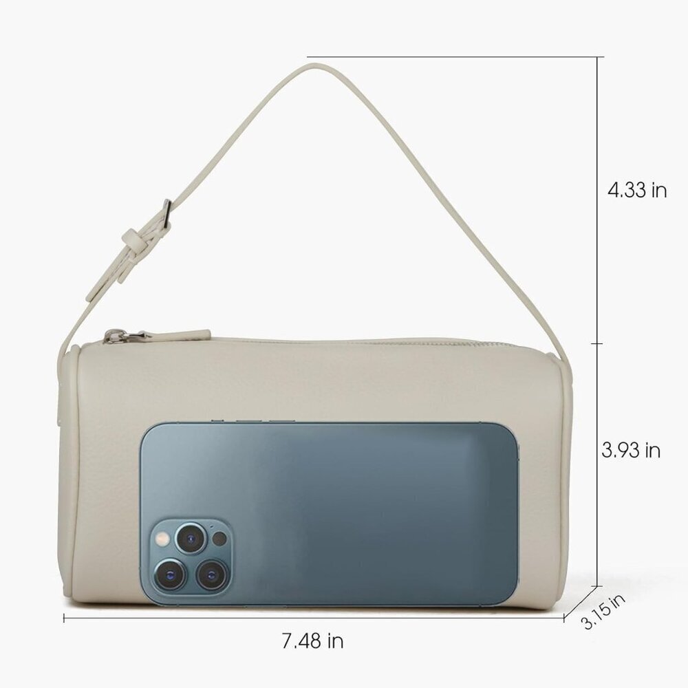 Women White Crossbody Hobo Purse with Adjustable Strap Full-Grained Leather - Picture 2 of 5
